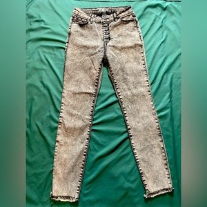 REWASH Brand Jeans Womens 5/27 Black Skinny Distressed Raw Hem Stretch Denim